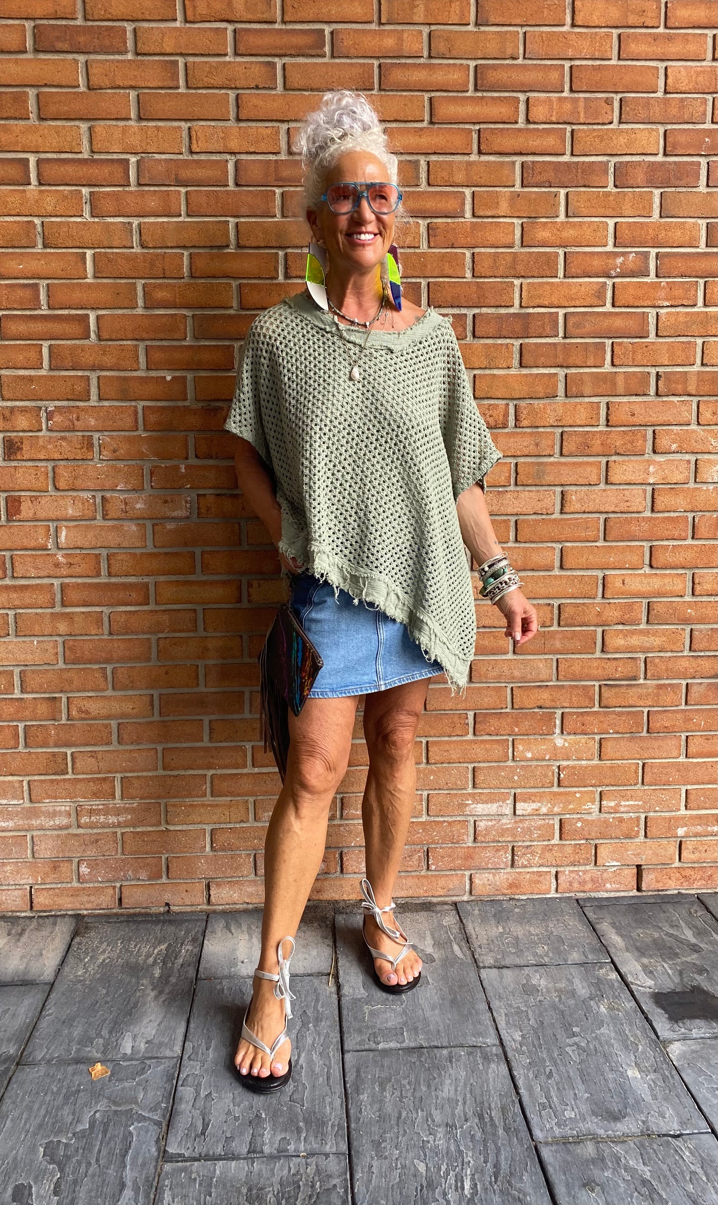 100% Cotton Asymmetrical Top - SAGE GREEN