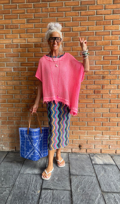 100% Cotton Knit Asymmetrical Top - PINK