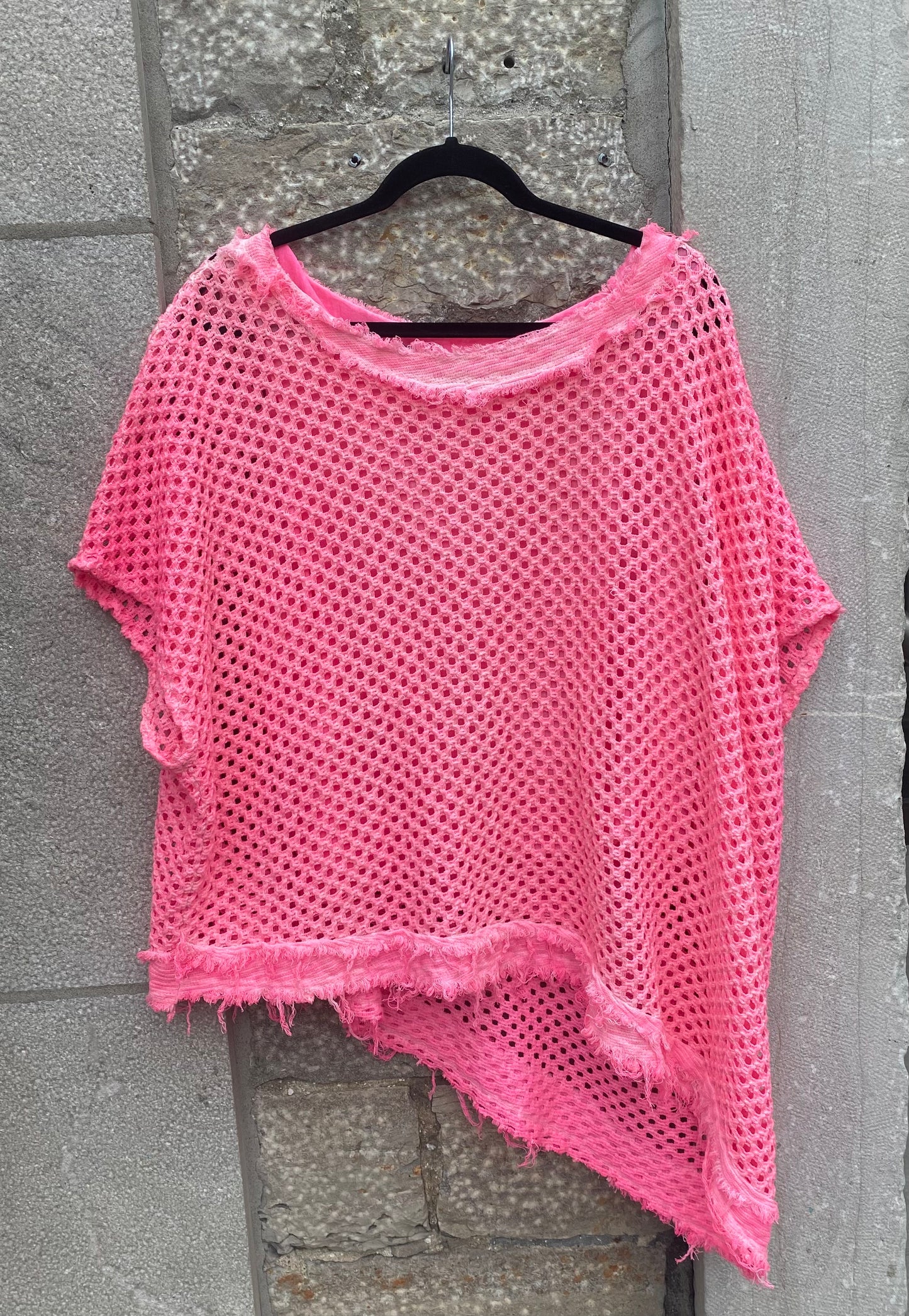 100% Cotton Knit Asymmetrical Top - PINK