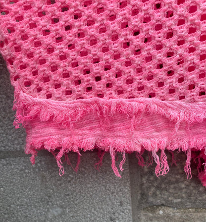 100% Cotton Knit Asymmetrical Top - PINK