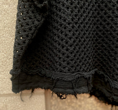 100% Cotton Knit Asymmetrical Top - BLACK