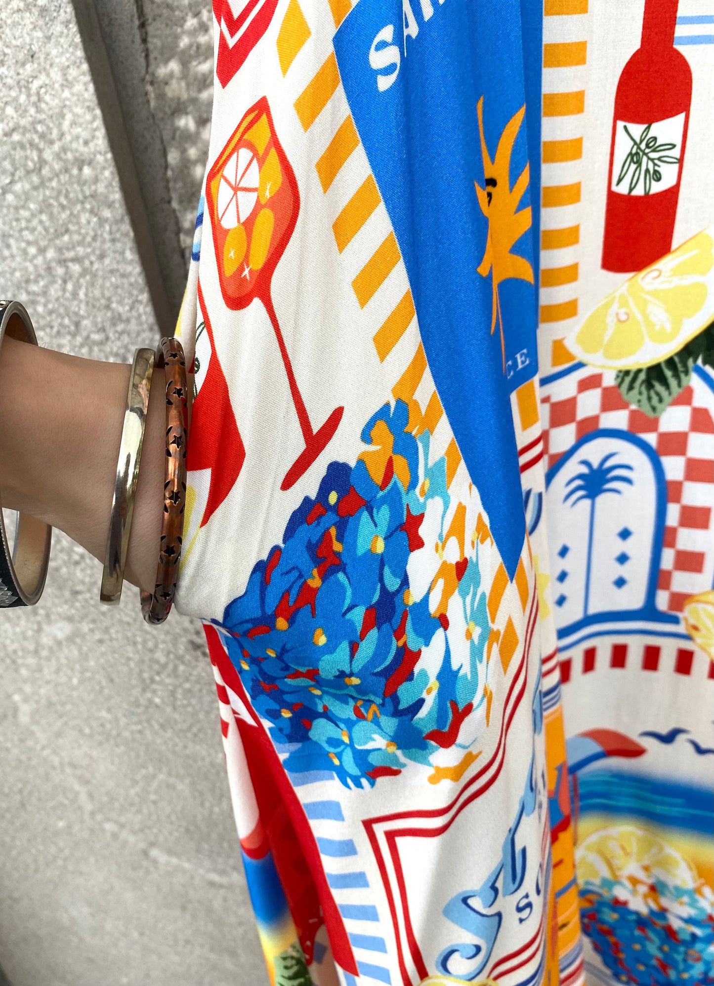Printed Spaghetti Strap Maxi Dress with Pockets - ST.TROPEZ