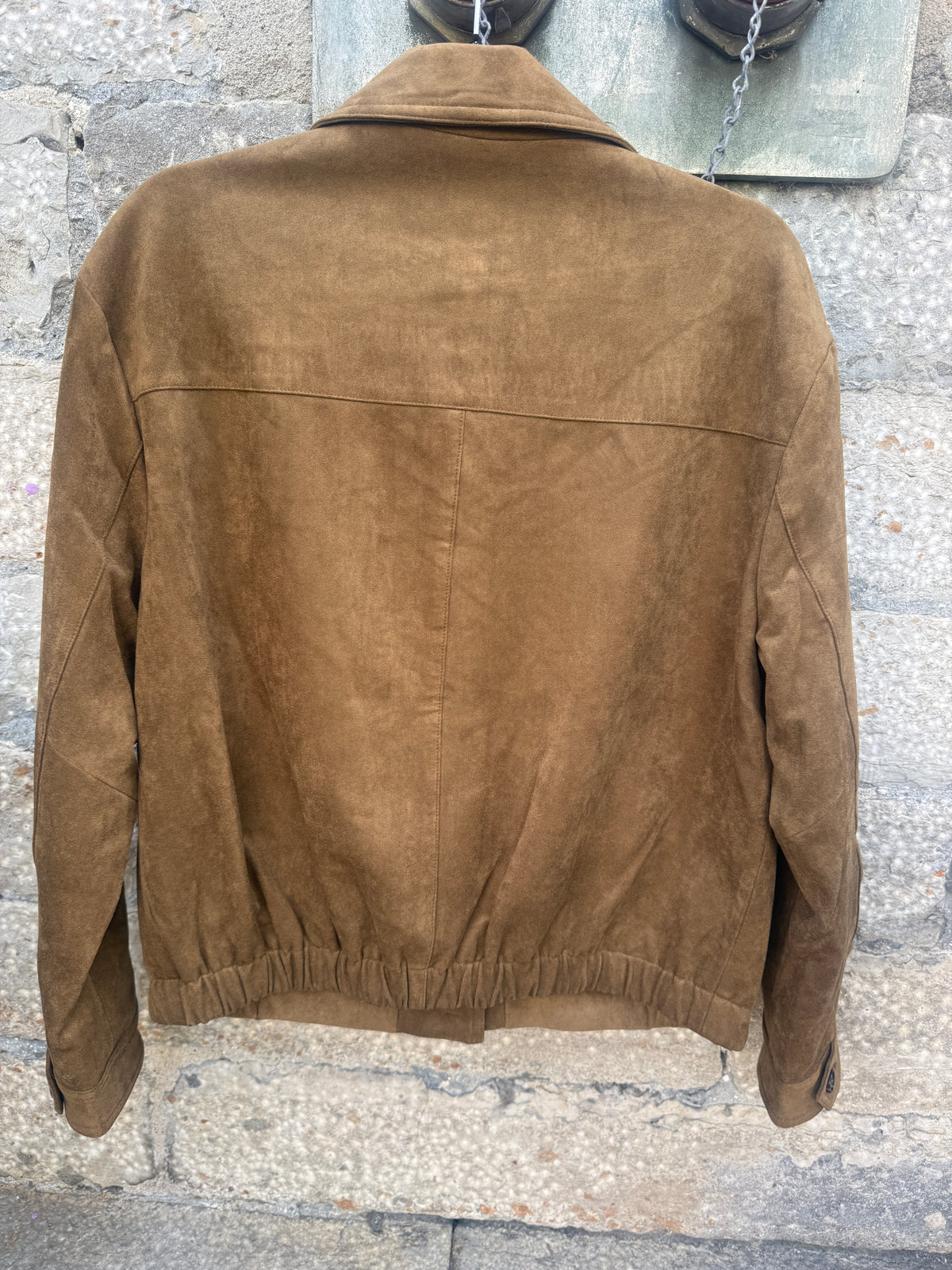 Faux Suede Bomber Jacket- TOBACCO BROWN