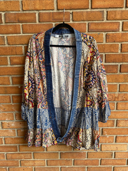 Denim Trim Band Tee Cardigan - BRITNEY SPEARS