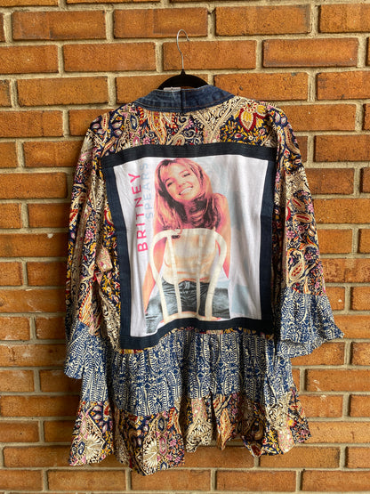 Denim Trim Band Tee Cardigan - BRITNEY SPEARS