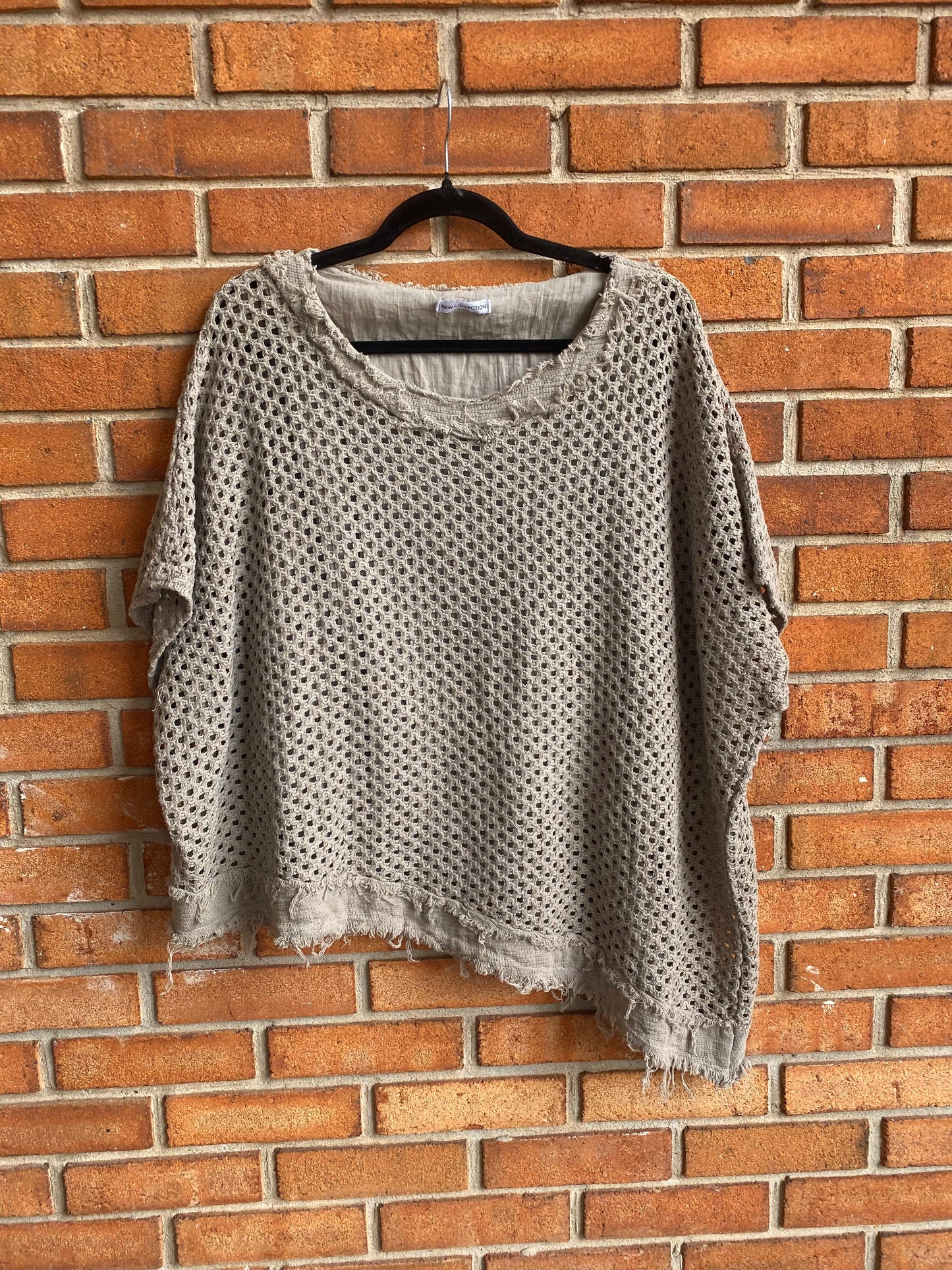 100% Cotton Knit Asymmetrical Top - TAUPE