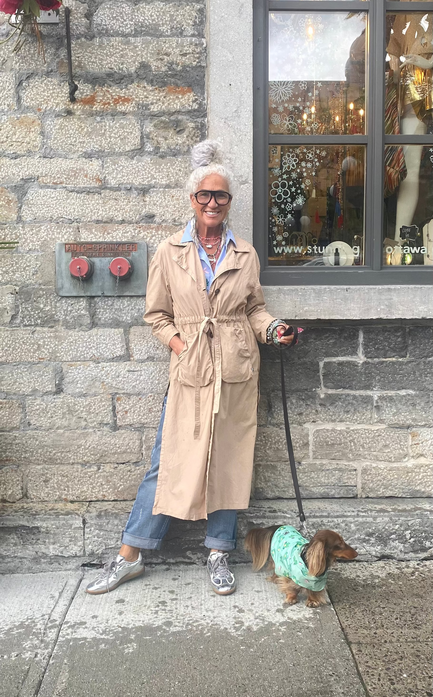 100% Cotton Long Trench Coat- BEIGE