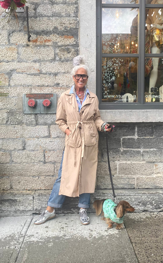 100% Cotton Long Trench Coat- BEIGE