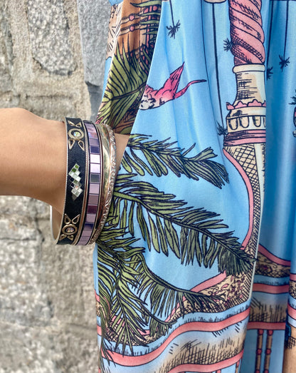 Tropical Wide Leg  Pants- BLUE