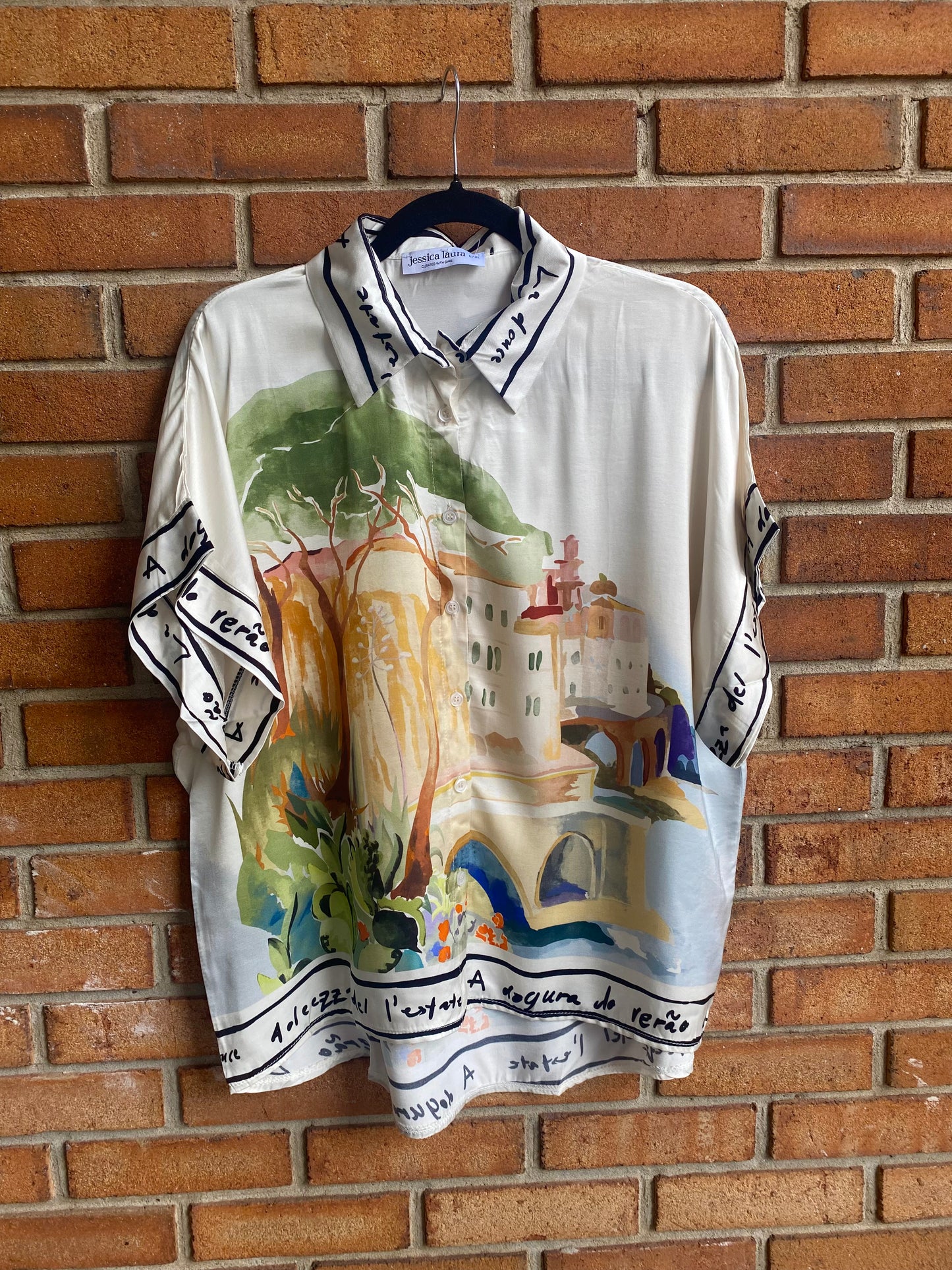 Silk Button-up Shirt - WHITE