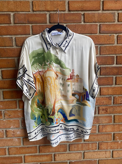 Silk Button-up Shirt - WHITE
