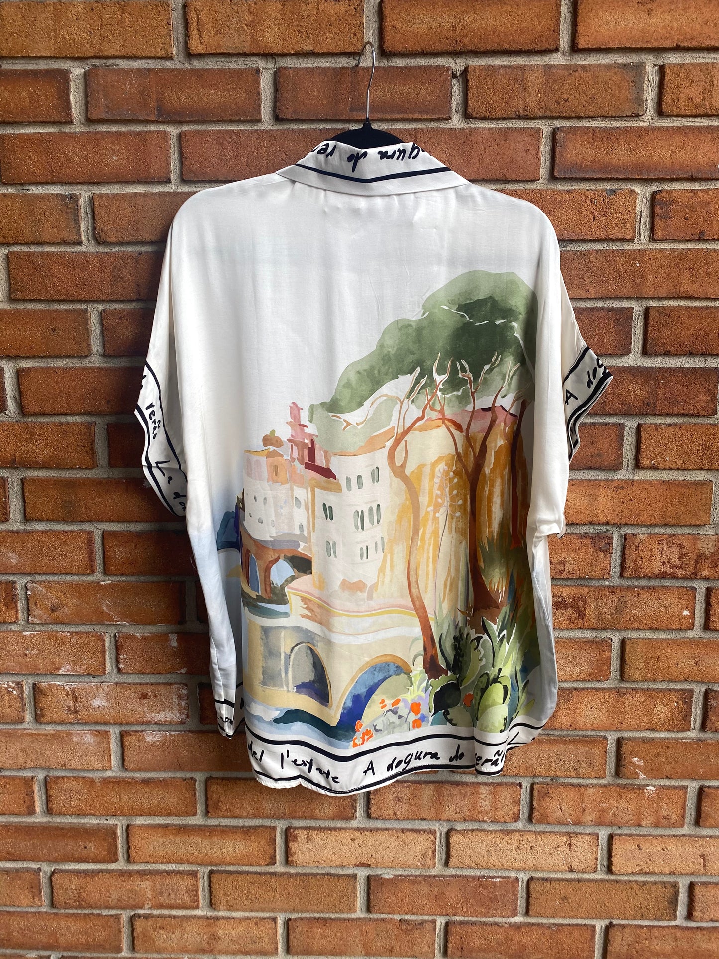 Silk Button-up Shirt - WHITE