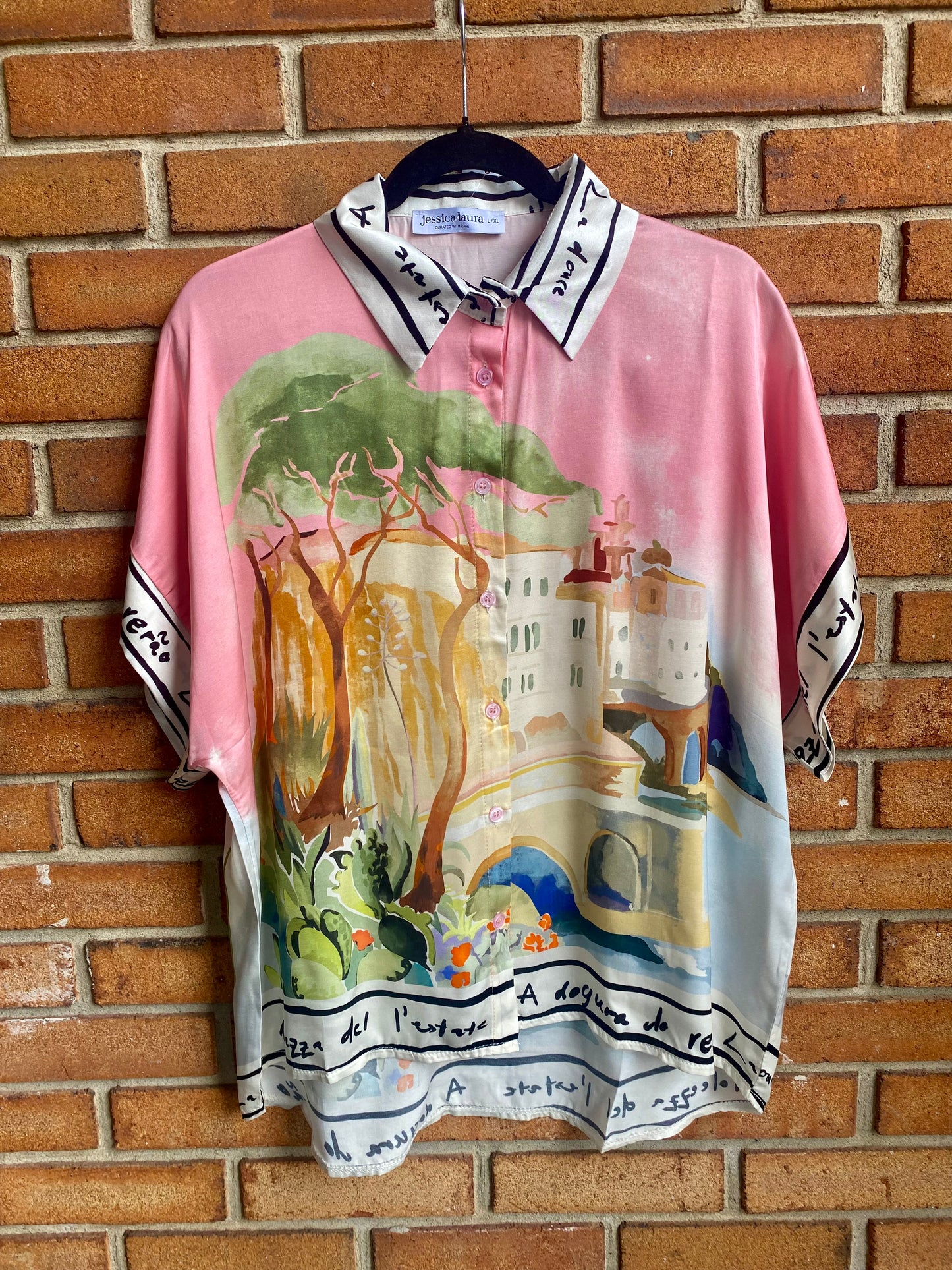 Printed Silk Camp Shirt - PINK