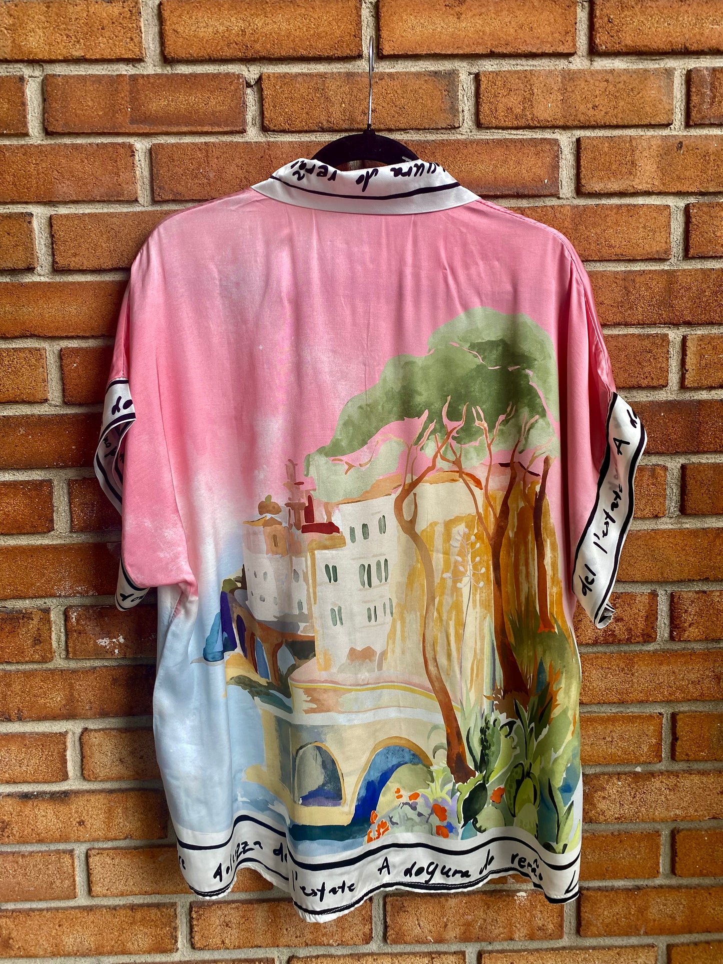 Printed Silk Camp Shirt - PINK