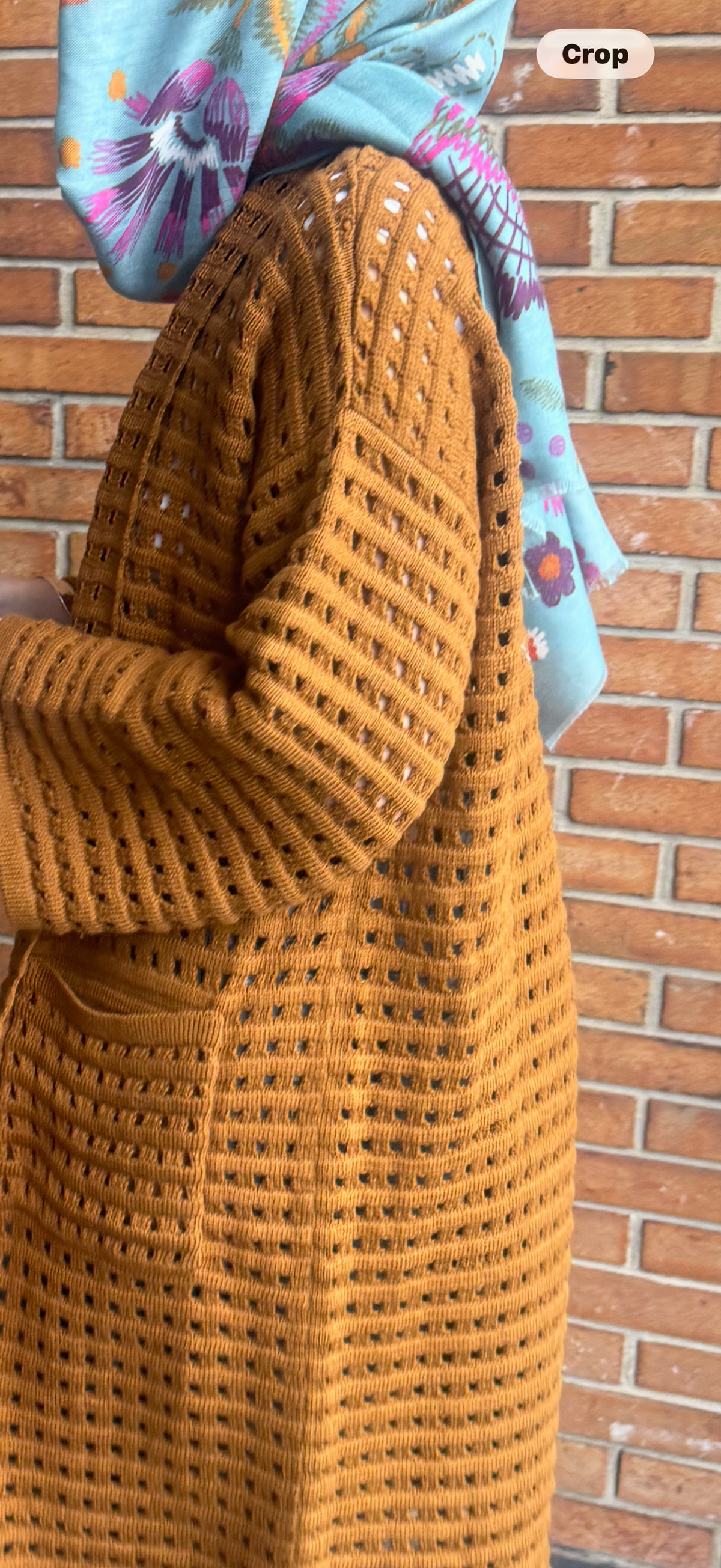 Open Knit Cotton Cardigan - TAN