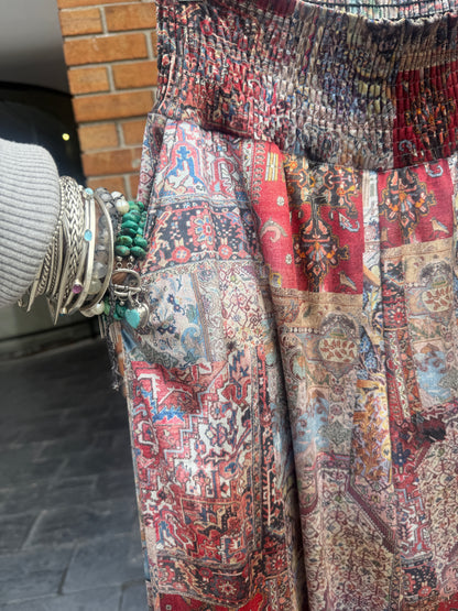 Crushed Velvet Wide Leg Relaxed  Pant - PATCHWORK TAPESTRY