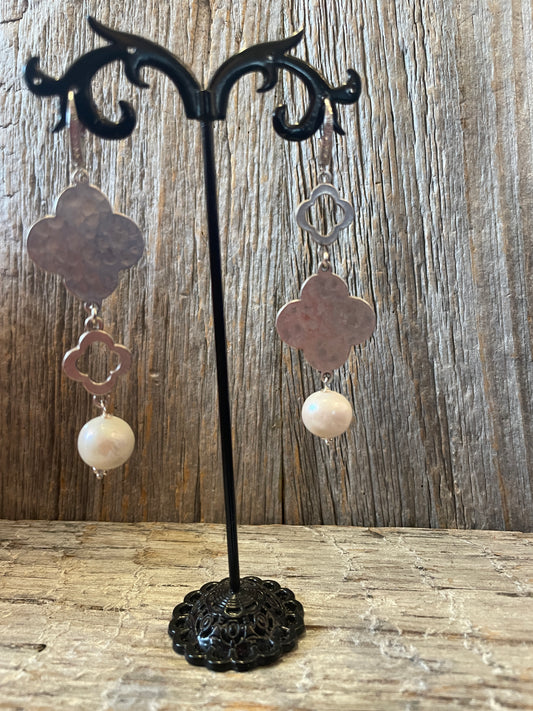 Silver and Pearl drop Earrring - one of a kind