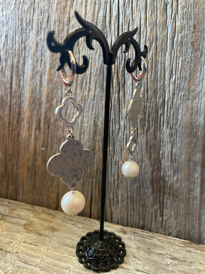 Silver and Pearl drop Earrring - one of a kind