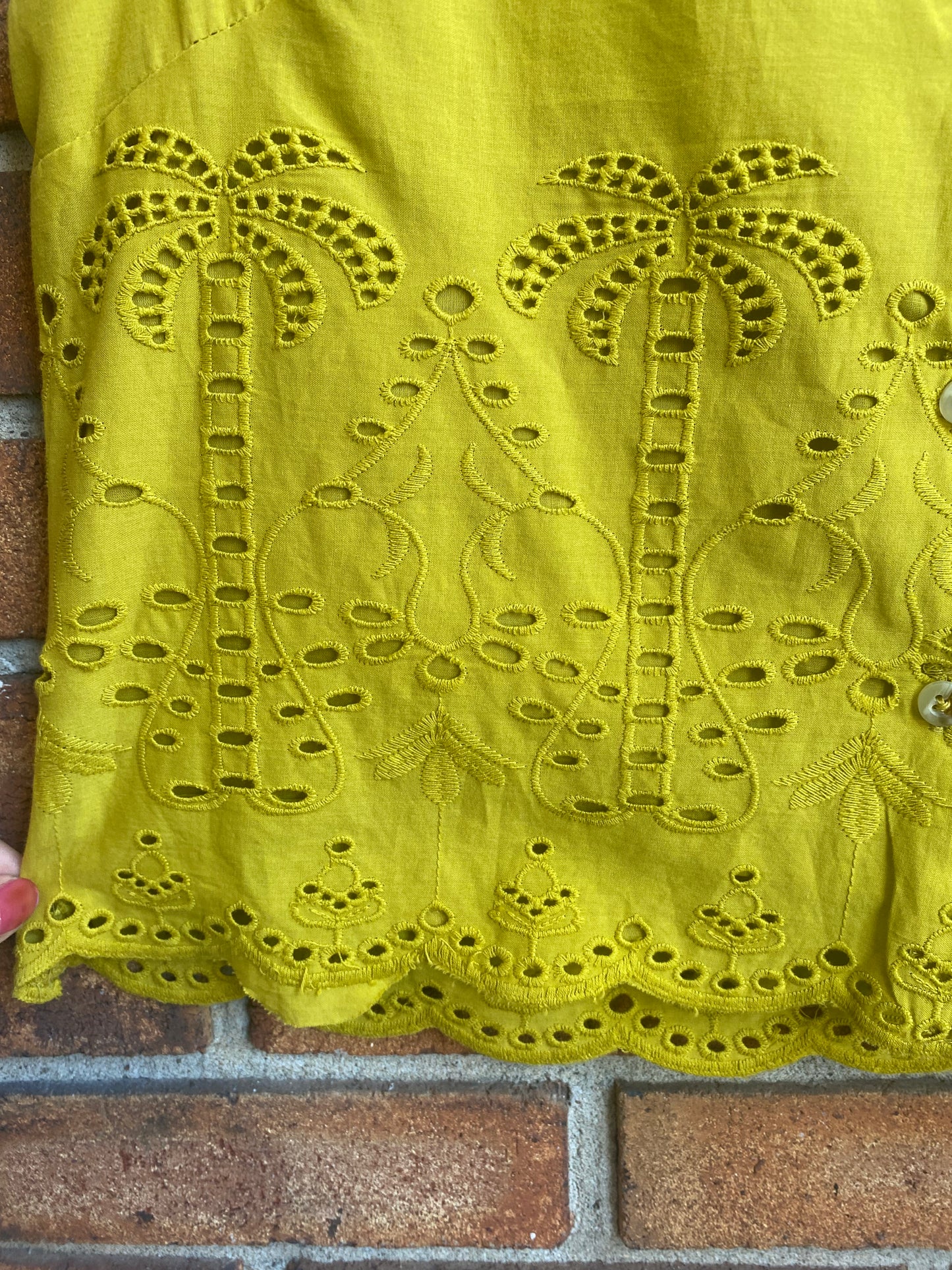 100% Cotton Eyelet Vest Top - YELLOW