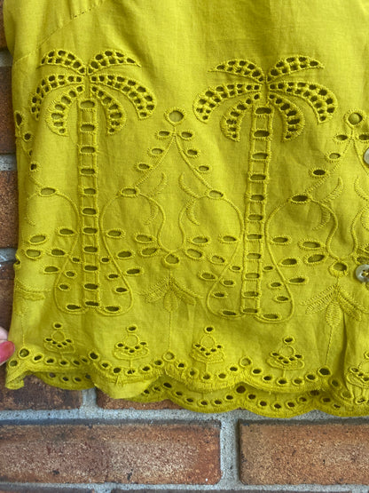 100% Cotton Eyelet Vest Top - YELLOW