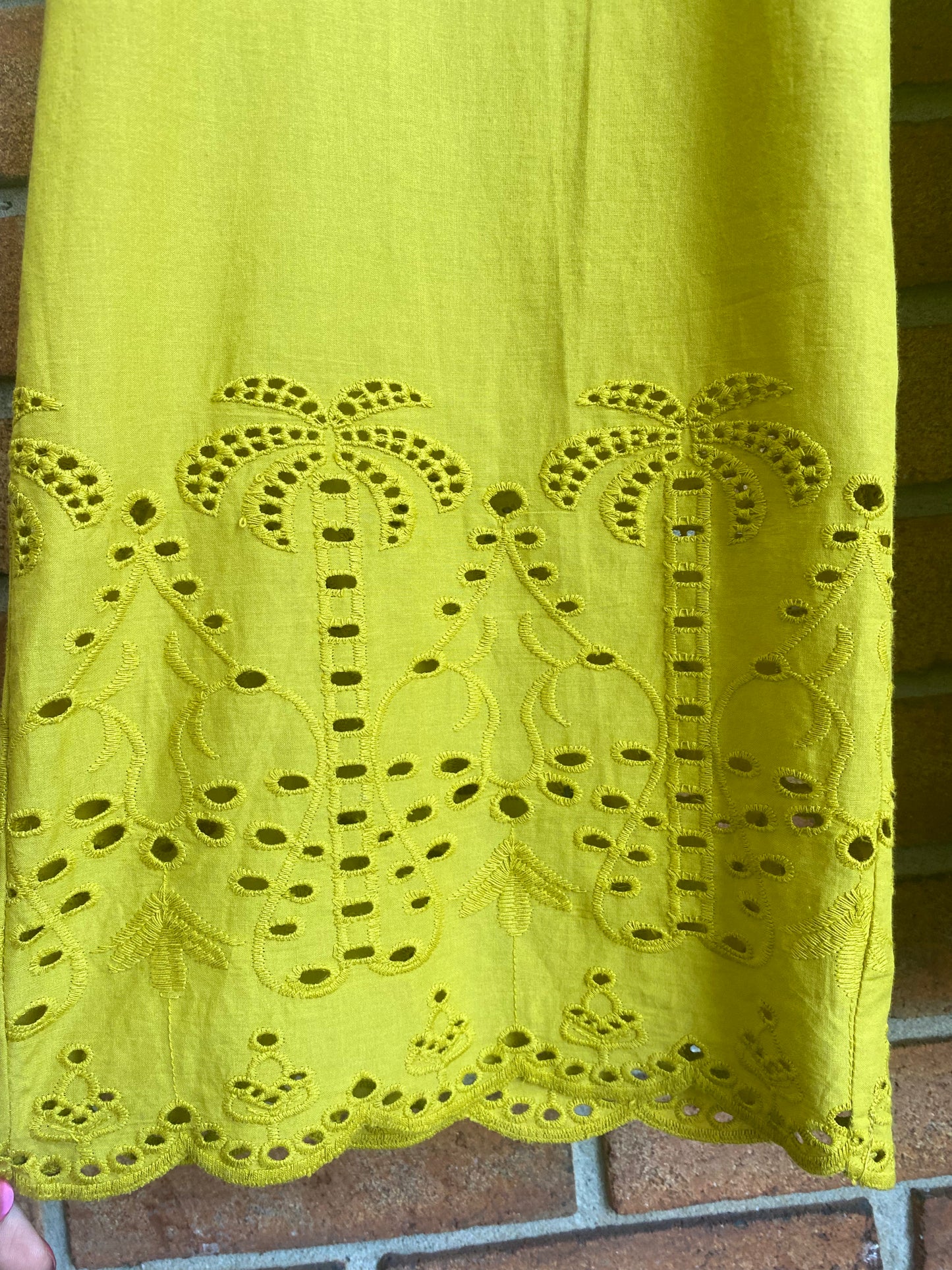 100% Cotton Eyelet Pants with Pockets - YELLOW