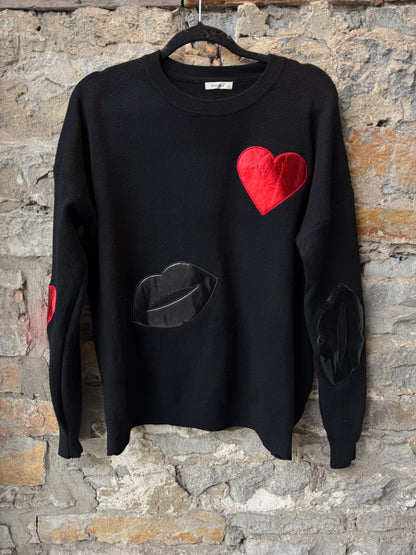 Love and Kisses Black Knit Sweater