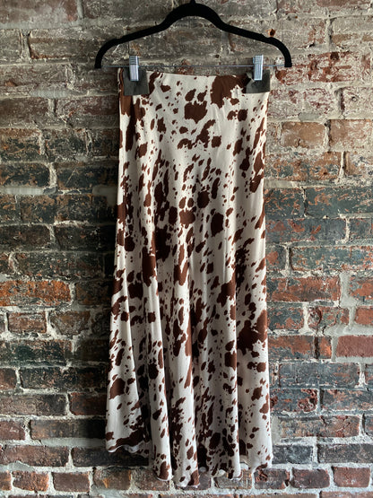 Satin Slip Skirt - COW PRINT