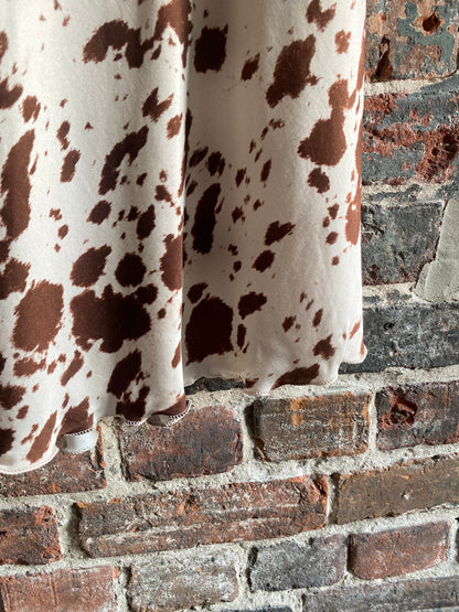 Satin Slip Skirt - COW PRINT