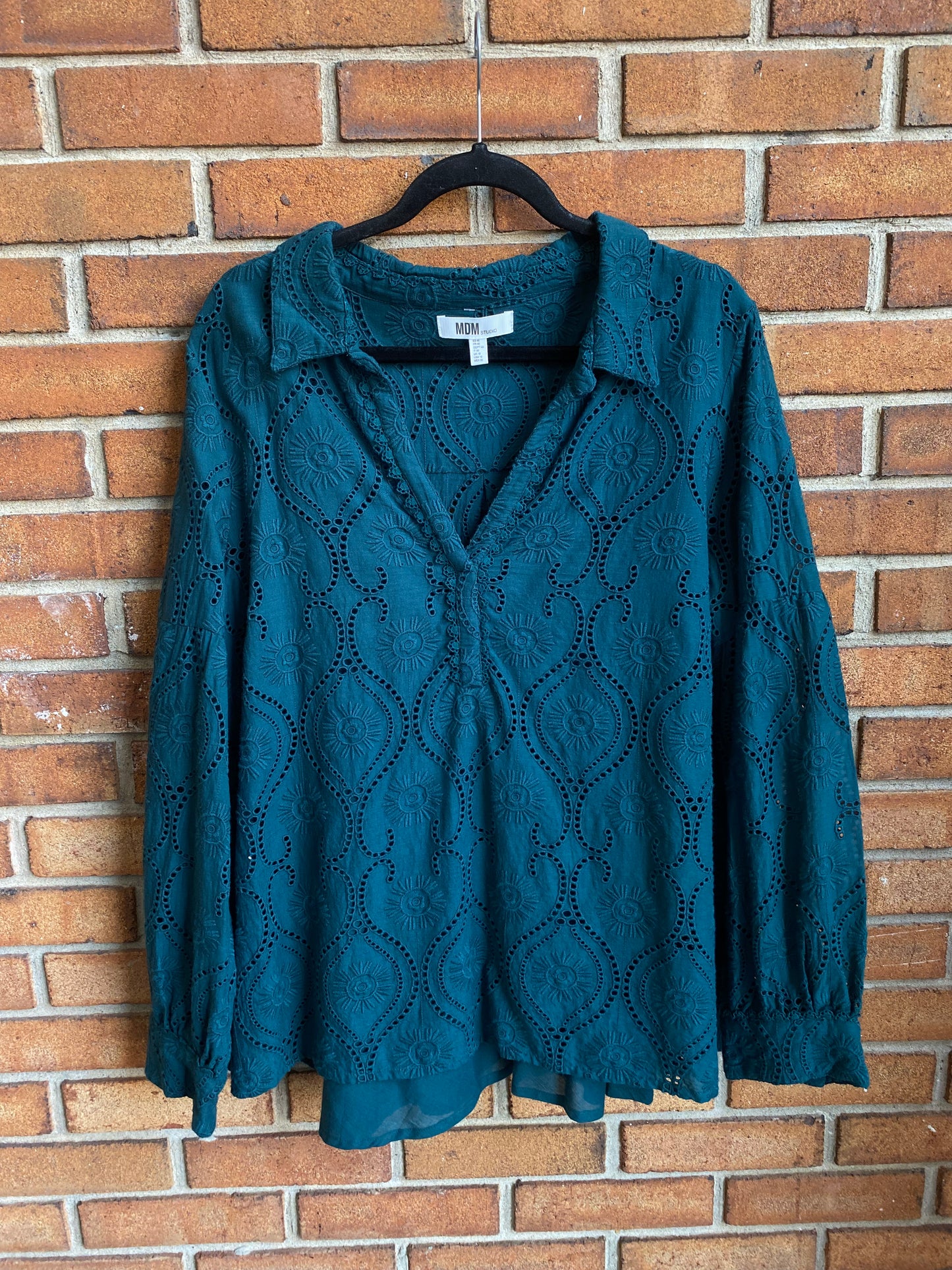 100% Cotton Eyelet Shirt with Slip- DARK TEAL