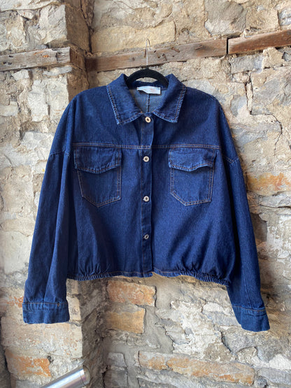 Dark Wash Denim Bomber Jacket