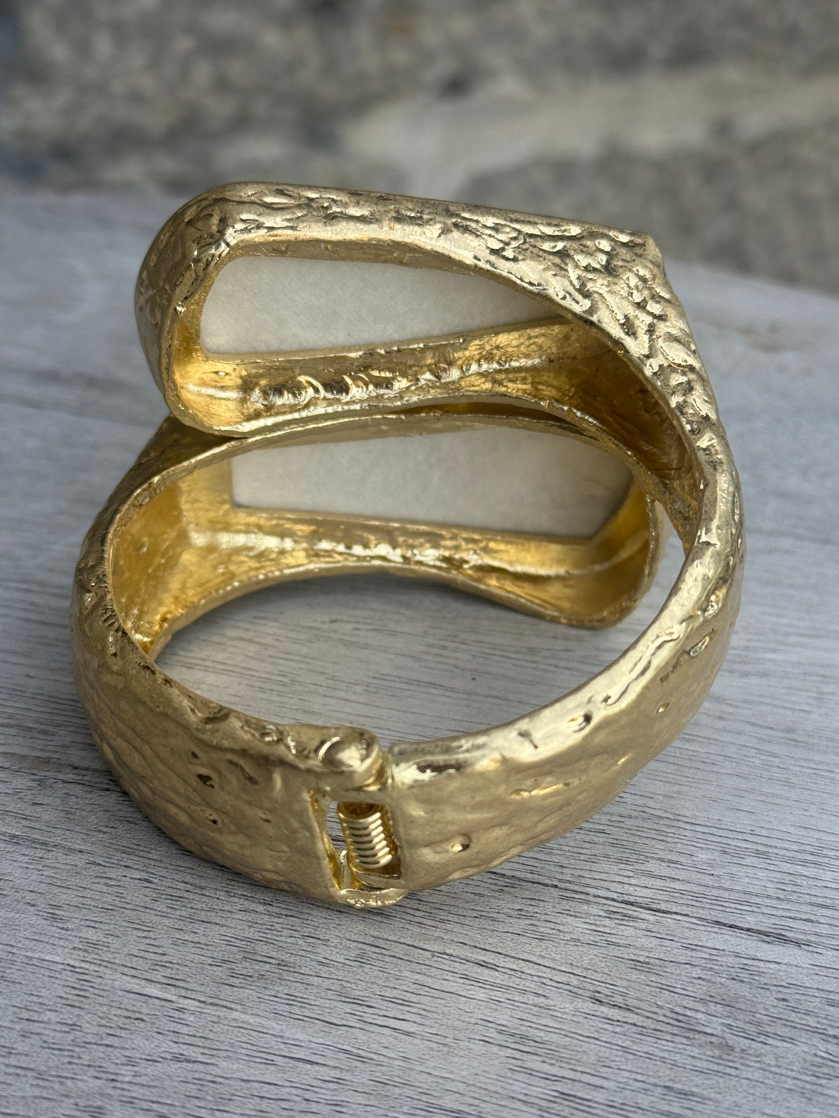 Statement Gold Cuff- Black White Animal Print