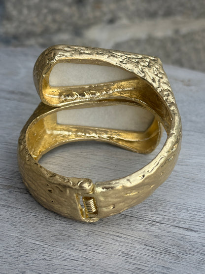 Statement Gold Cuff- Black White Animal Print