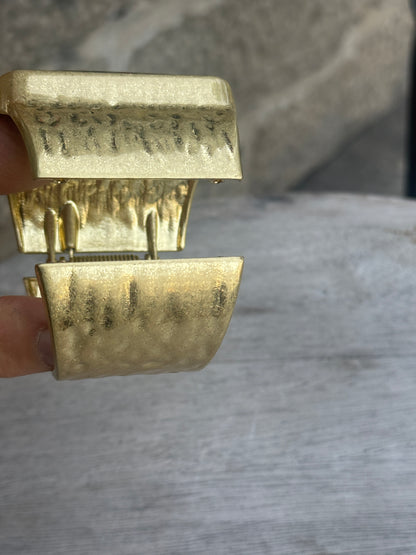 Statement Gold Cuff-   Green Beige Brown