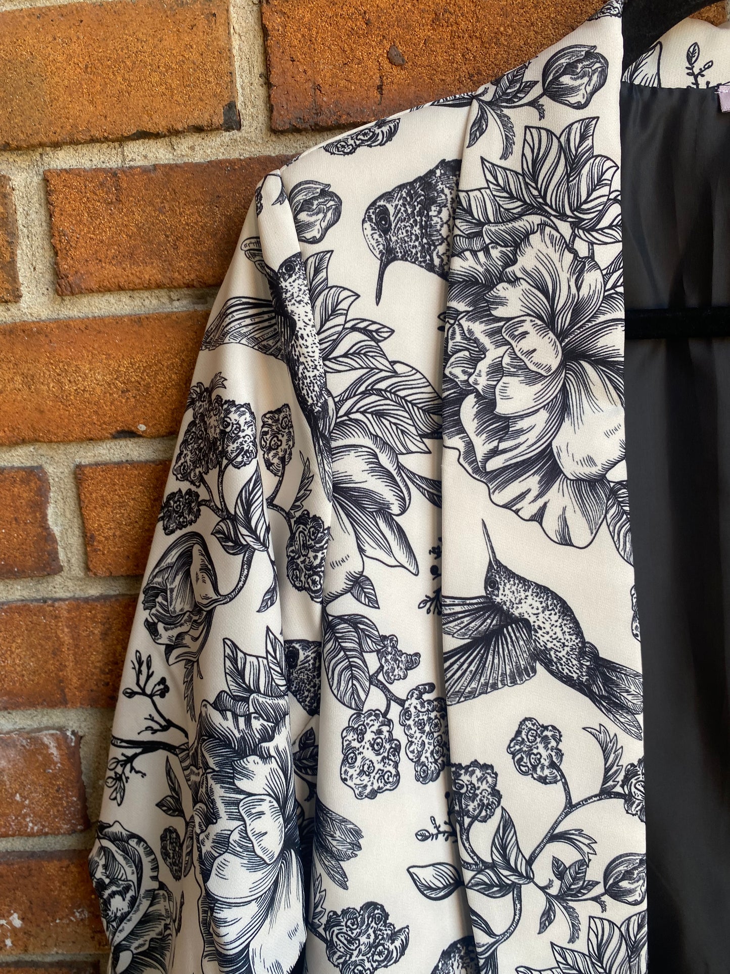 Black and Cream Front Jacket- Hummingbird Floral