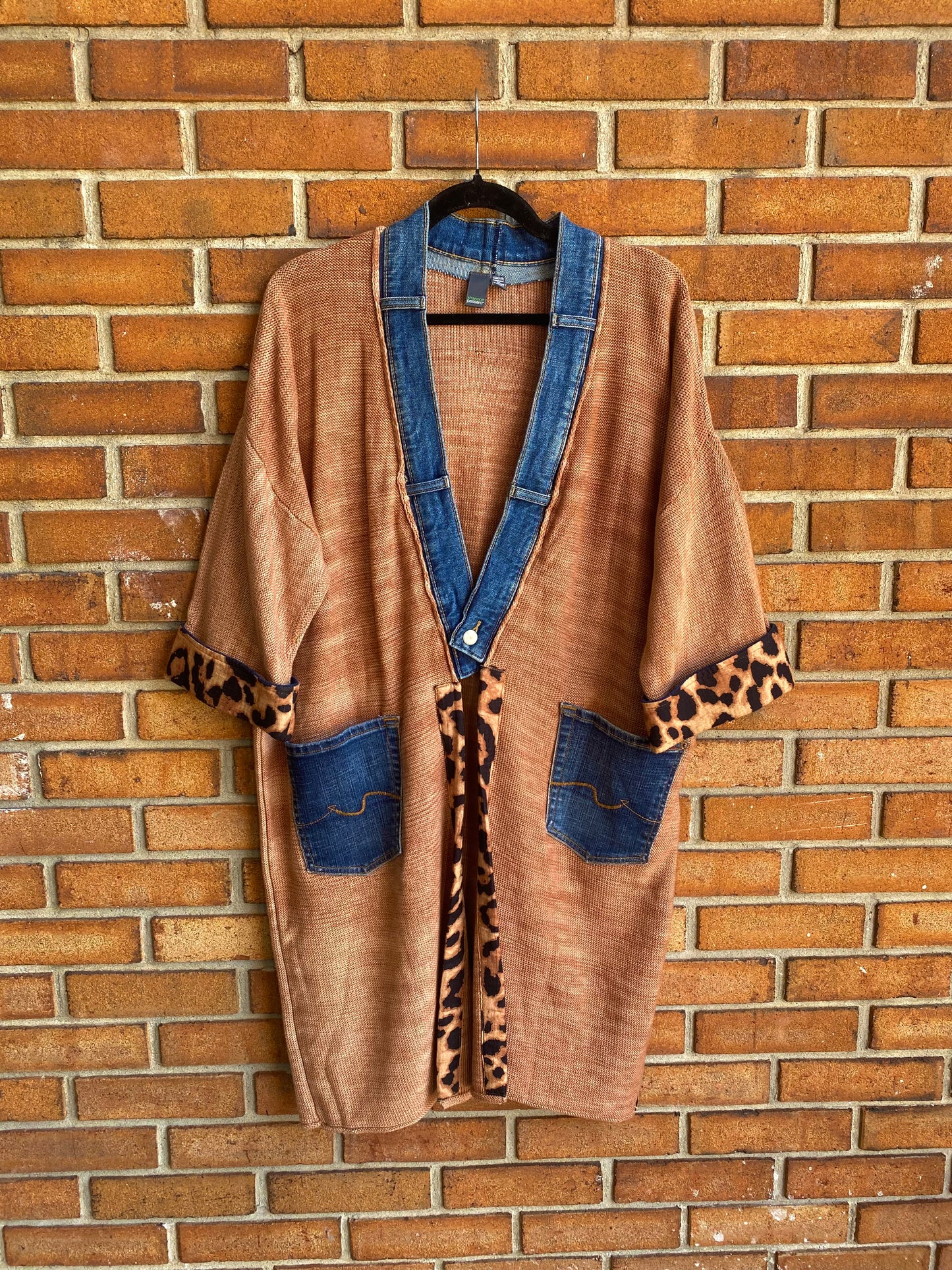 Animal Print Denim Trim Cardigan - NIRVANA
