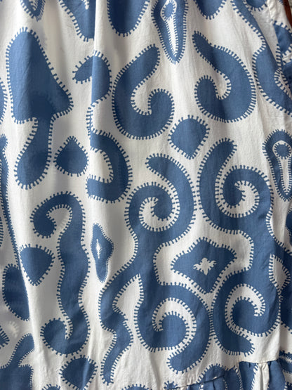 Printed Spaghetti Strap Sundress with Flounce- LIGHT DENIM