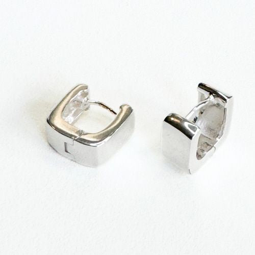 Square Small Huggie Hoop Earrings - SILVER