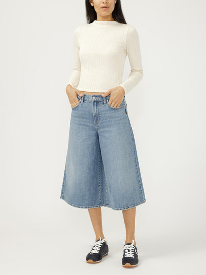 Denim High Rise Culotte- Medium Denim