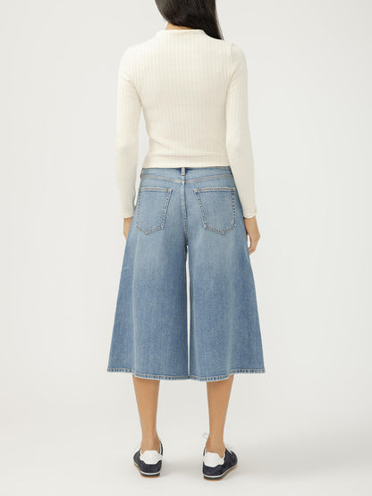Denim High Rise Culotte- Medium Denim