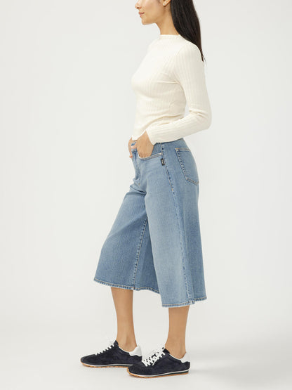 Denim High Rise Culotte- Medium Denim