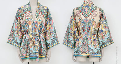 Printed Tie Front Kimono