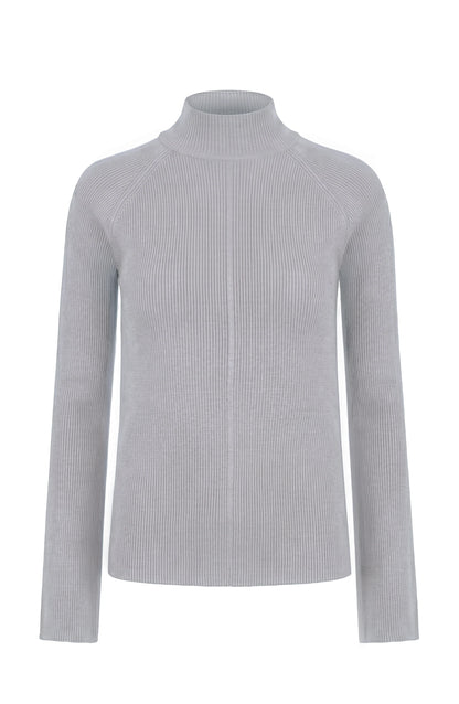 Ribbed Mock neck Sweater - GREY