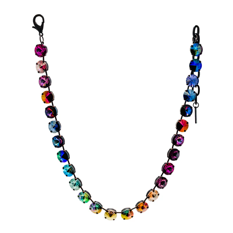 Multi-coloured Crystal Stud Necklace Matte Black