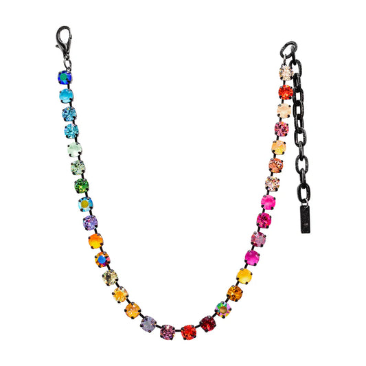 Vibrant Multi-colour Crystal Necklace Matte Black