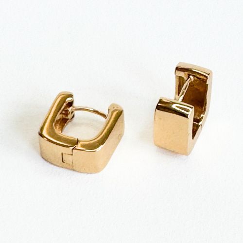 Square Small Huggie Hoop Earrings - GOLD