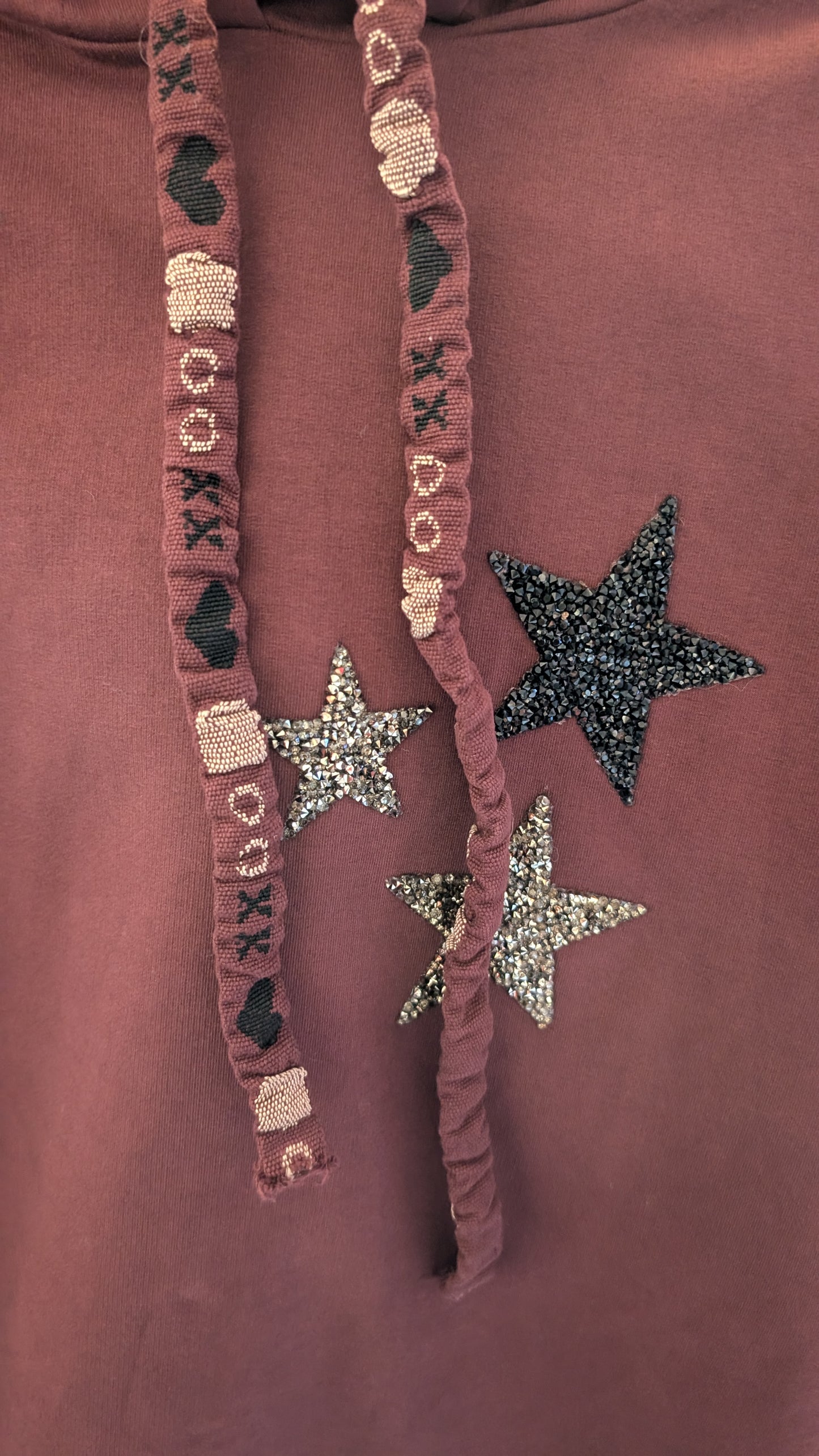 100% Cotton Burgundy Hoodie with Stars