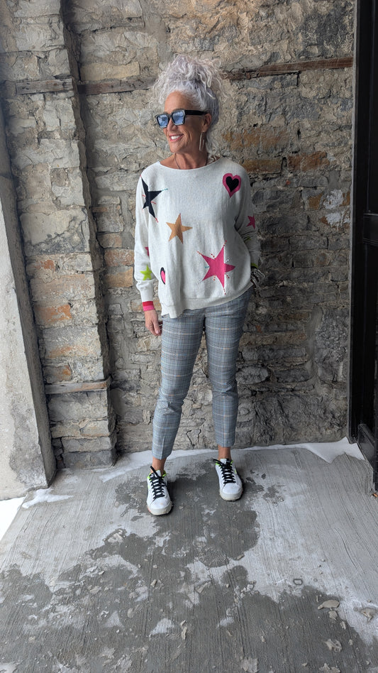 Vanilla Cotton Multi Colour Hearts and Star Sweater