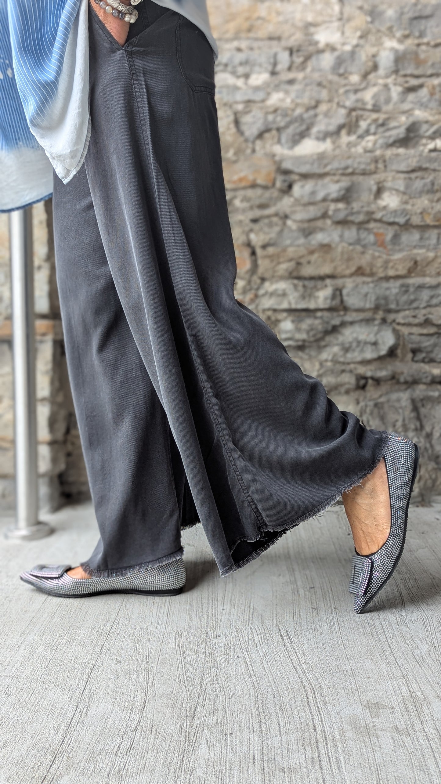 Palazzo Pants With POCKETS- Charcoal Grey