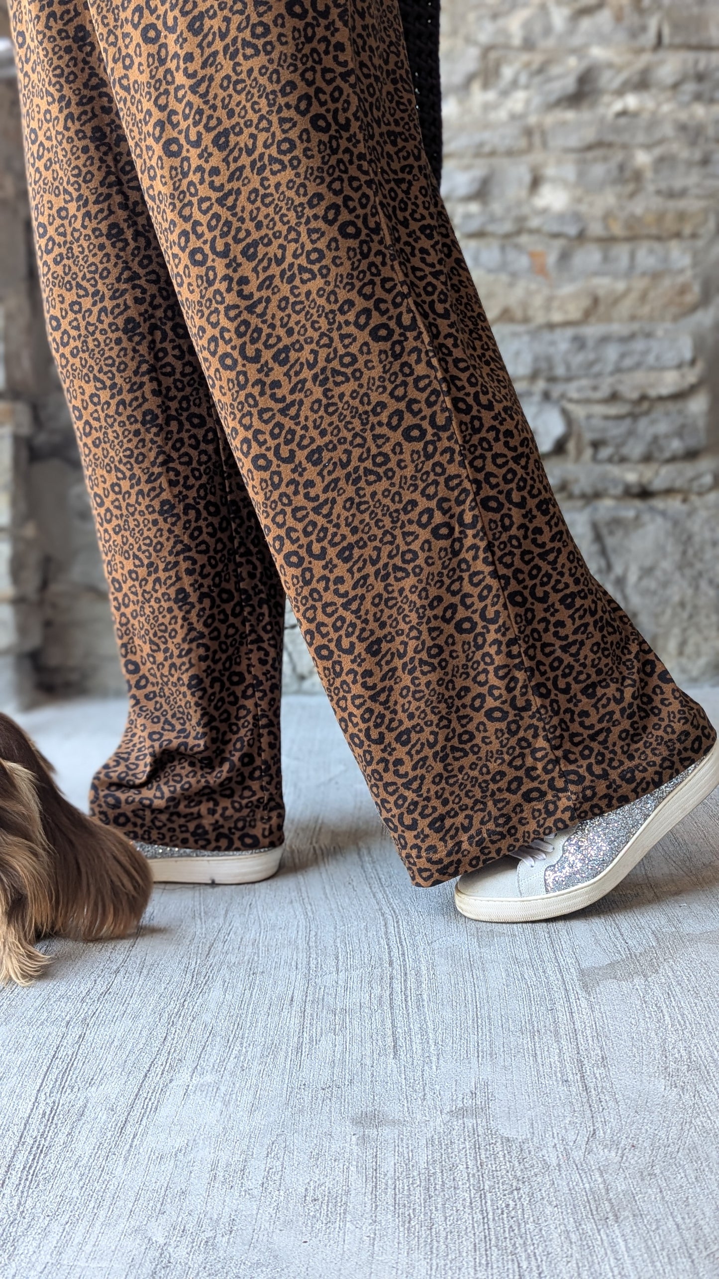 Animal Print 2 Piece Sweater and Wide Leg  Set