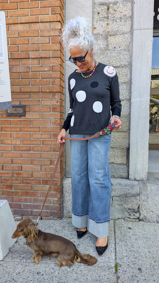 Grey Cotton Cashmere Dotted Sweater